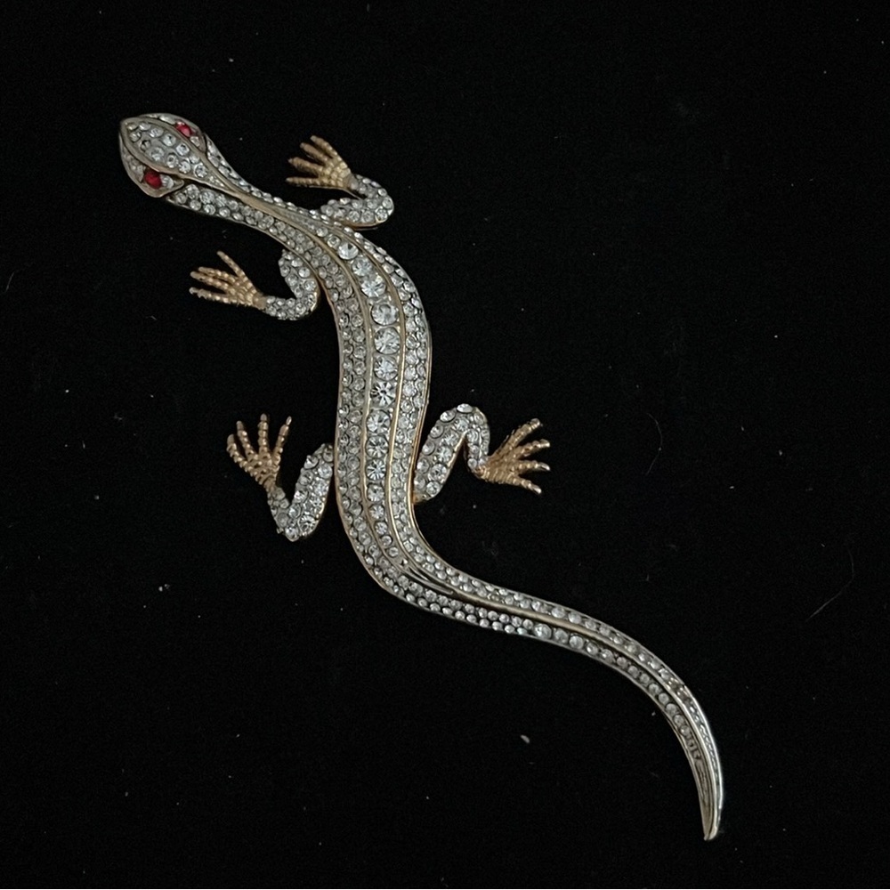 A & S Vntg Atwood & Sawyer Long Silver & Gold Tone Totally Bejeweled Brooch. MA - Picture 2 of 8